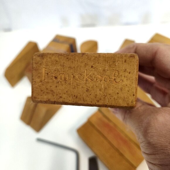 Playskool Wooden Building Blocks SUMMCO / KING TOY Tools Good Starter Collection - Picture 2 of 10